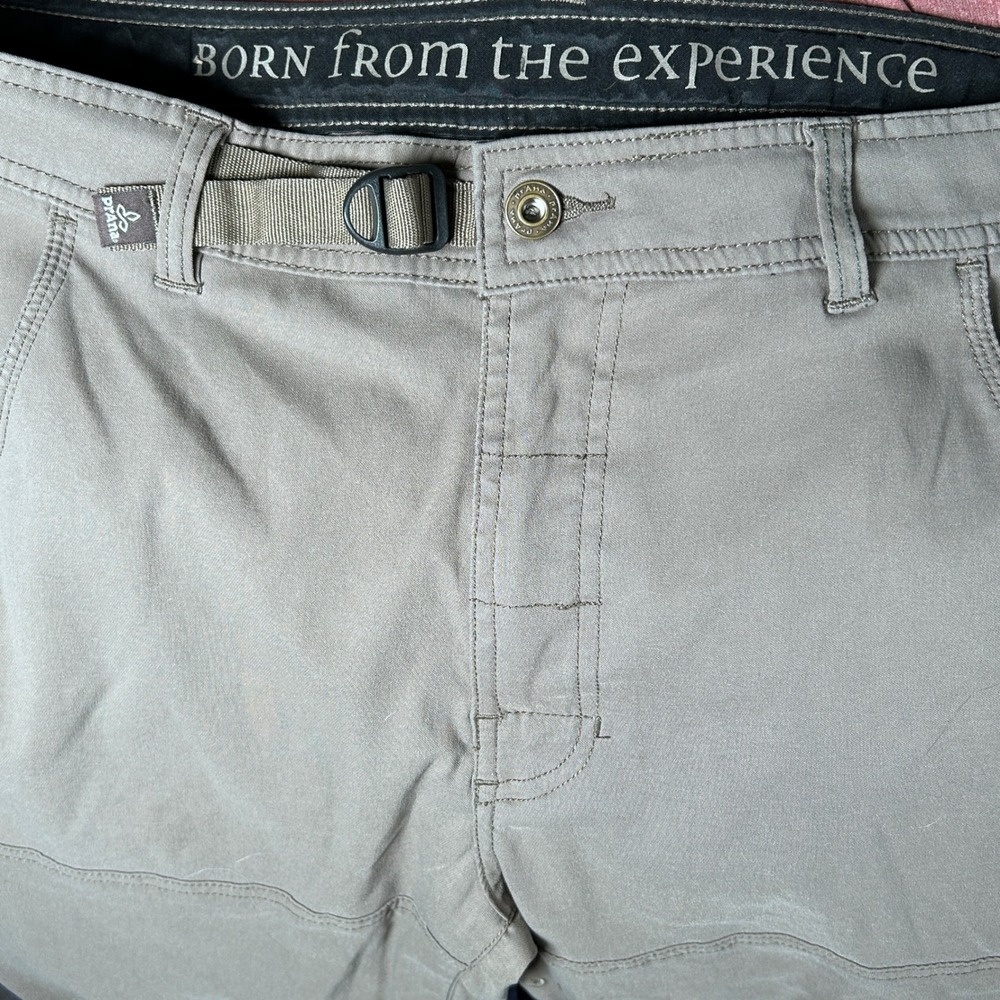Prana BReatHe Hiking Pants Mens 34x30 Gray Solid Cargo Belted Outdoor Stretch